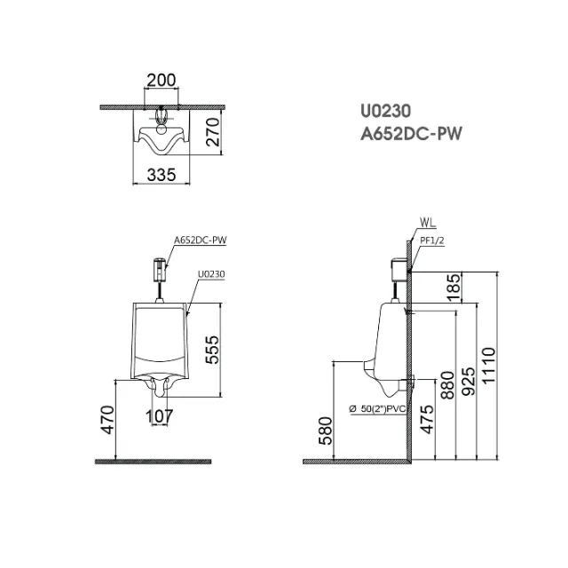 Xả tiểu cảm ứng Caesar A652DC-PW – ảnh 2