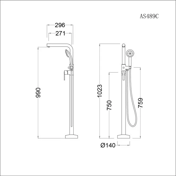 Vòi sen đứng bồn tắm Caesar AS489C – ảnh 2