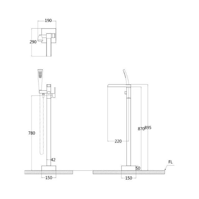 Vòi sen đứng bồn tắm Caesar AS689C – ảnh 2