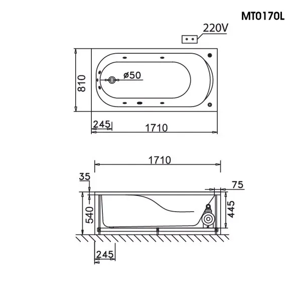 Bồn tắm chân yếm Caesar AT0170L/R – ảnh 2