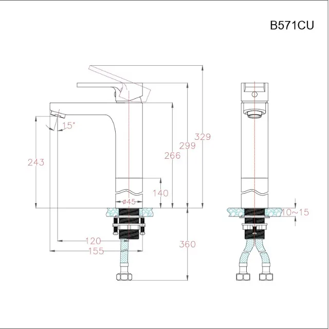 Vòi lavabo nóng lạnh Caesar B571CU – ảnh 2