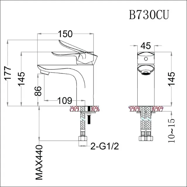 Vòi lavabo nóng lạnh Caesar B730CU – ảnh 2