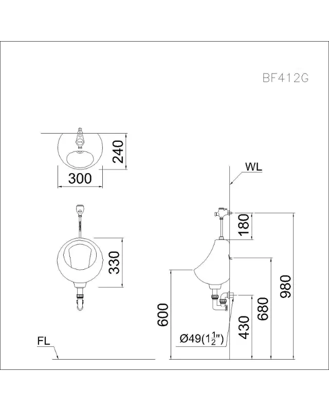 Bộ xả ấn tay bồn tiểu Caesar BF412G – ảnh 2