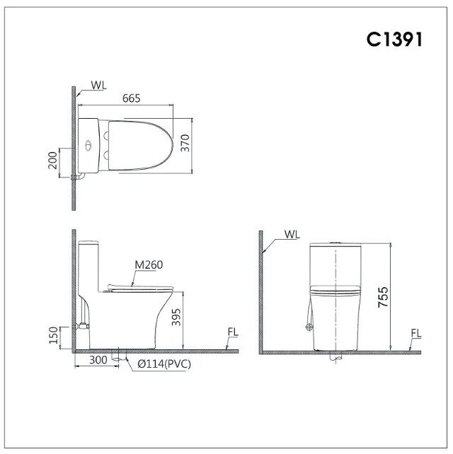 Bồn cầu một khối nắp êm Caesar C1391 – ảnh 2