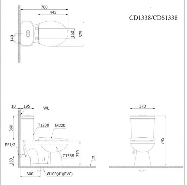 Bồn cầu hai khối Caesar CD1338 / CDS1338 – ảnh 2