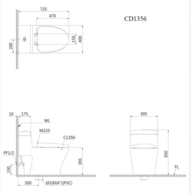 Bồn cầu một khối nắp êm Caesar C1356 – ảnh 2