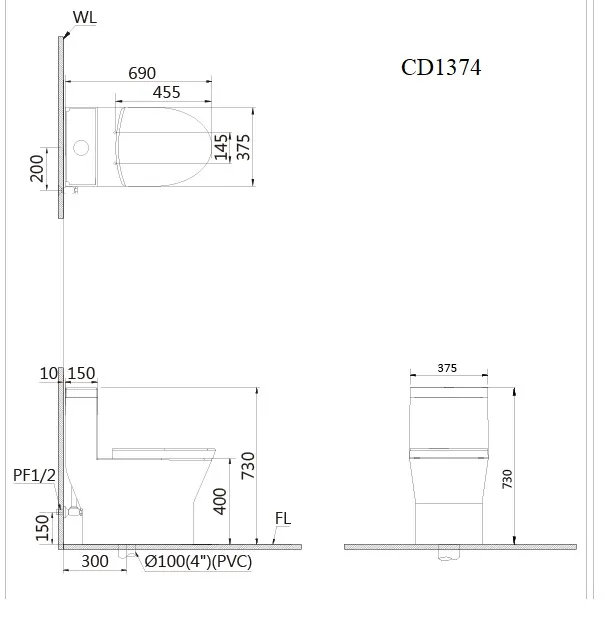 Bồn cầu một khối Caesar C1374 – ảnh 2