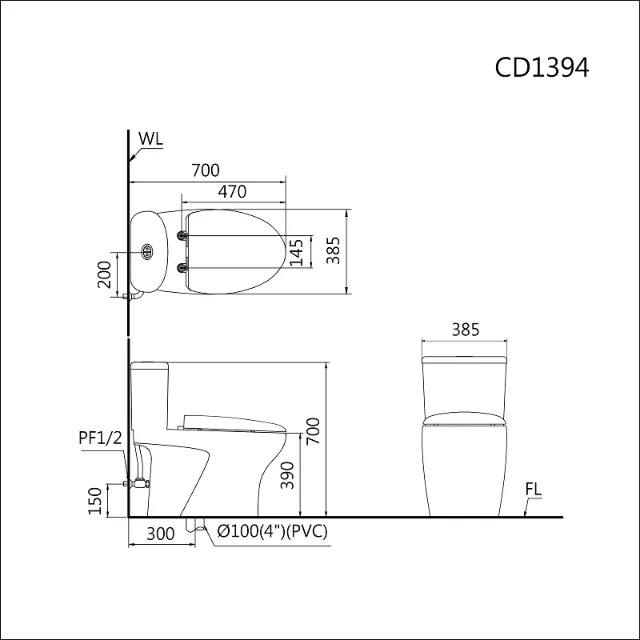 Bồn cầu một khối nắp êm Caesar C1394 – ảnh 2
