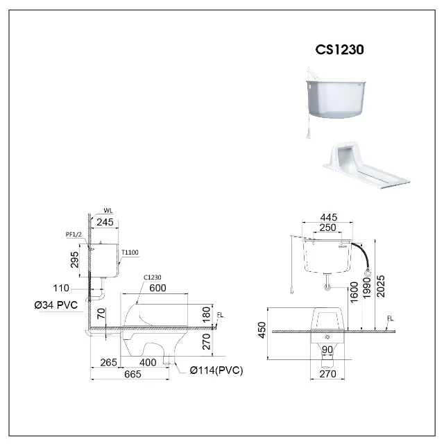 Bồn cầu xổm Caesar CS1230 – ảnh 2
