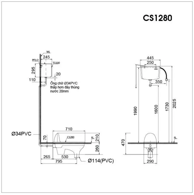Bồn cầu xổm Caesar CS1280 – ảnh 2