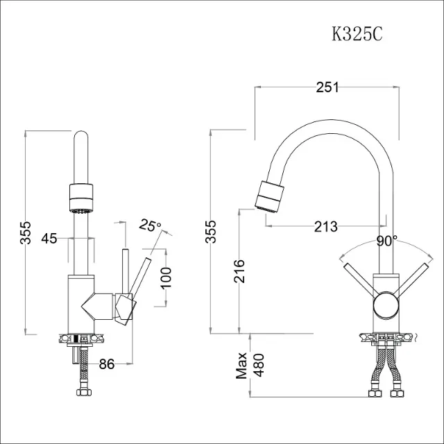 Vòi bếp nóng lạnh Caesar K325C – ảnh 2