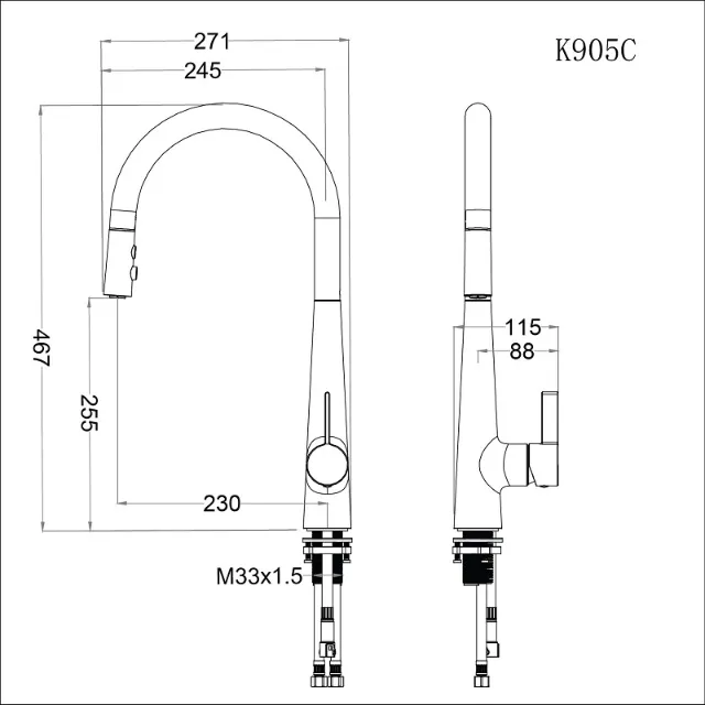 Vòi bếp nóng lạnh Caesar K905C – ảnh 2
