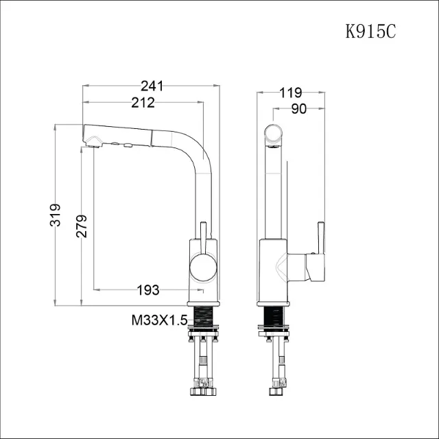 Vòi bếp nóng lạnh Caesar K915C – ảnh 2
