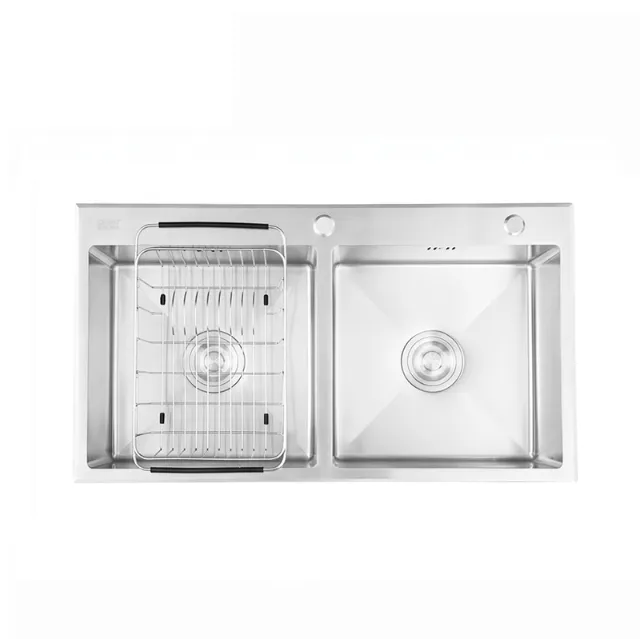 Chậu rửa chén inox 2 hộc mài vát cạnh Caesar KSH02H082SE