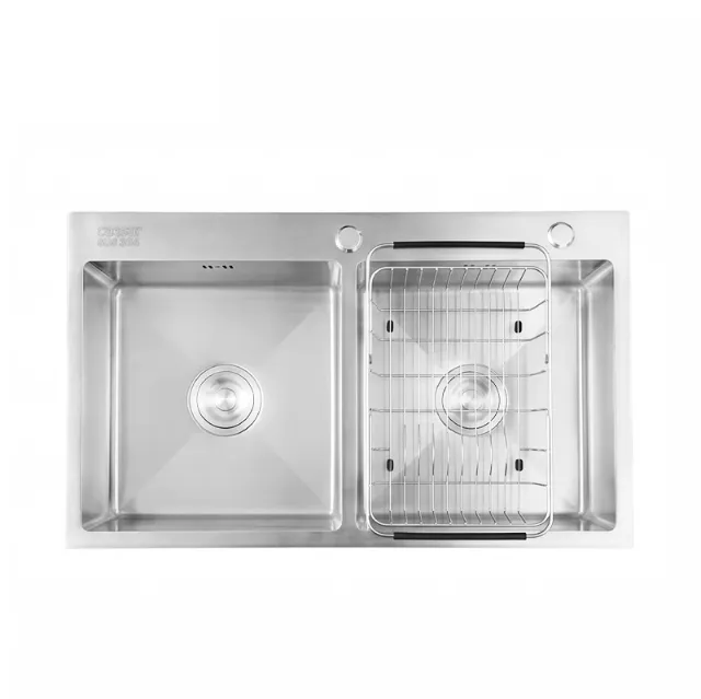 Chậu rửa chén inox 2 hộc mài vát cạnh Caesar KSH02H082SX
