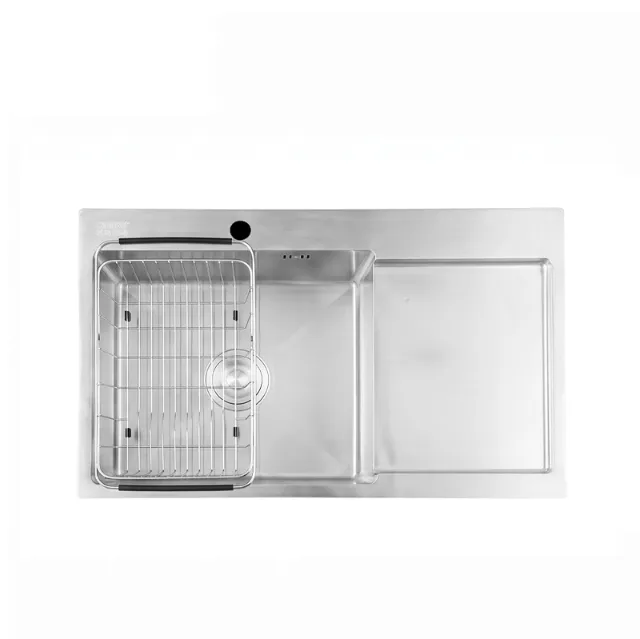 Chậu rửa chén inox 1 hộc có bàn ráo nước Caesar KSH21H082SX