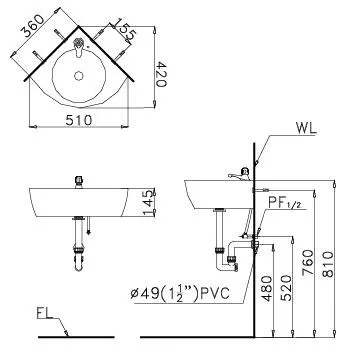 Lavabo treo góc Caesar L2014 – ảnh 2