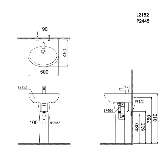 Lavabo treo Caesar L2152 + P2445 – ảnh 2