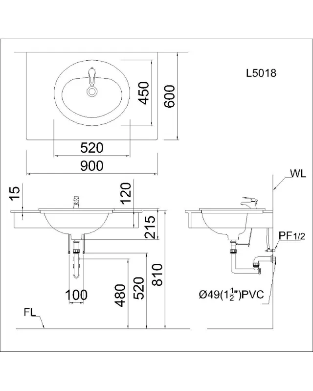 Lavabo dương bàn Caesar L5018 – ảnh 2