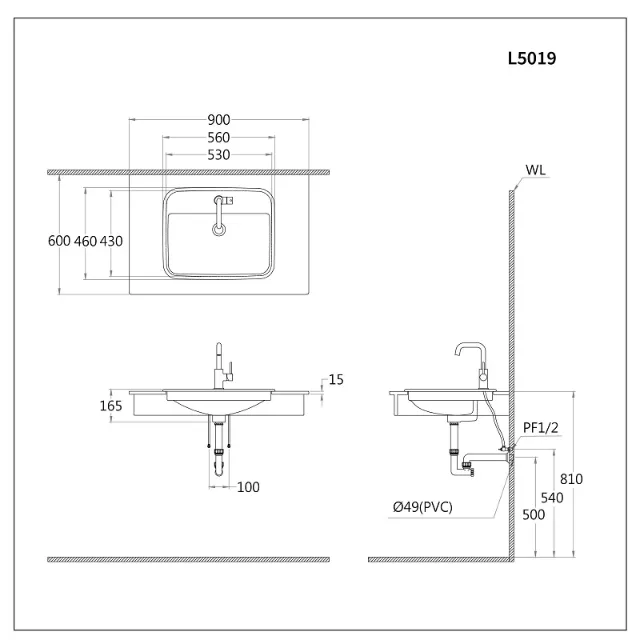 Lavabo dương bàn Caesar L5019 – ảnh 2
