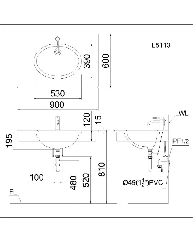 Lavabo âm bàn Caesar L5113 – ảnh 2