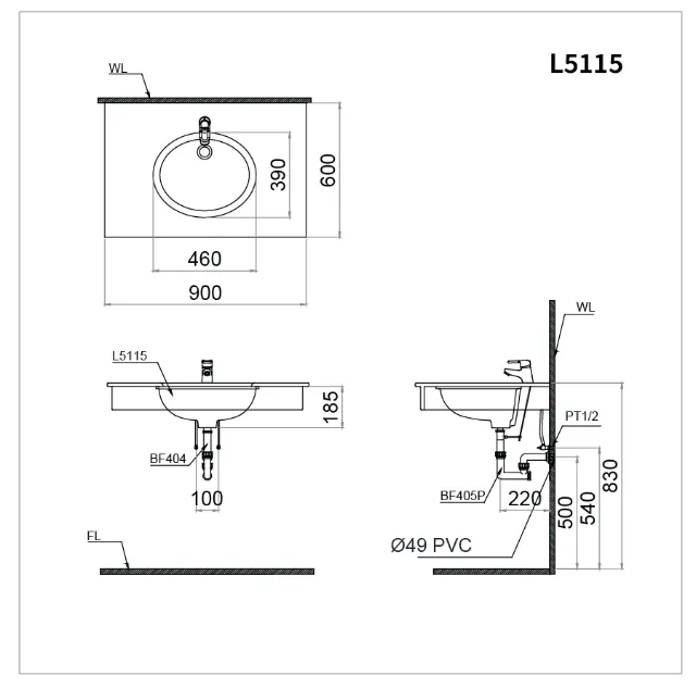 Lavabo âm bàn Caesar L5115 – ảnh 2