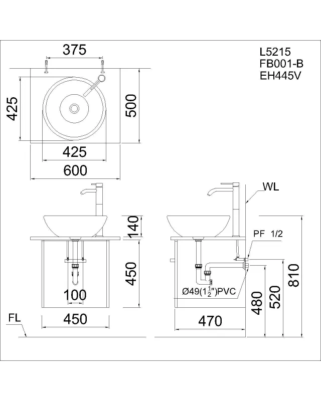 Lavabo đặt trên bàn Caesar L5215 – ảnh 2