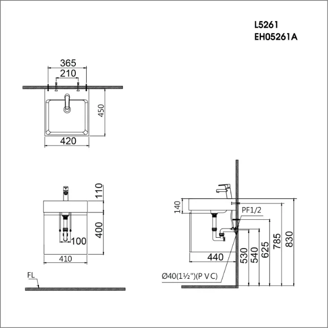Lavabo và tủ treo Caesar LF5259 + EH46001AV – ảnh 2