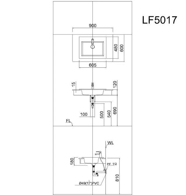Lavabo dương bàn Caesar LF5017 – ảnh 2
