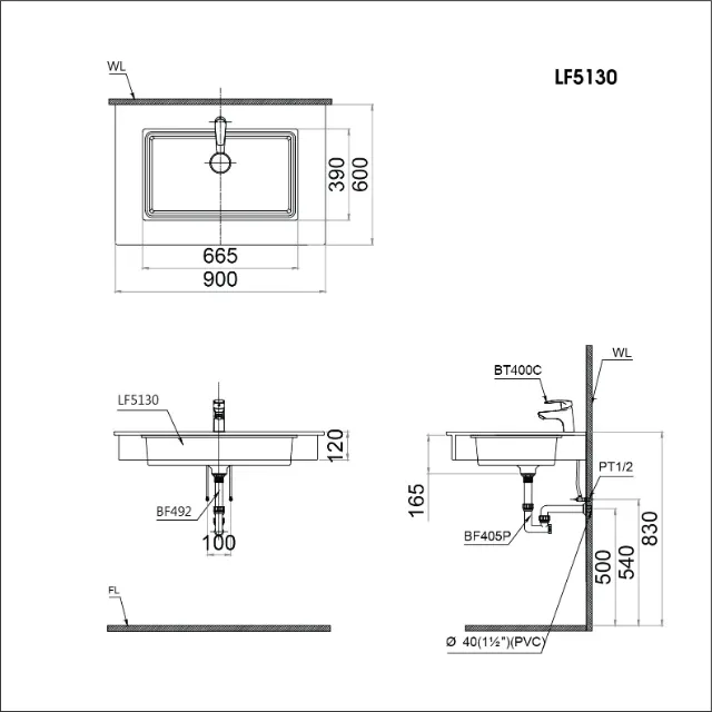 Lavabo âm bàn Caesar LF5130 – ảnh 2