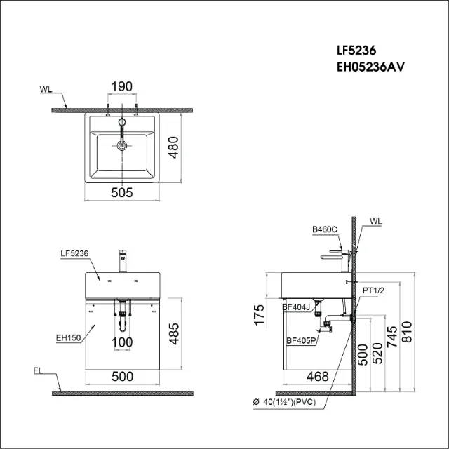 Lavabo + tủ treo Caesar LF5236 + EH05236AV – ảnh 2
