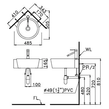 Lavabo treo góc Caesar LF5238 – ảnh 2