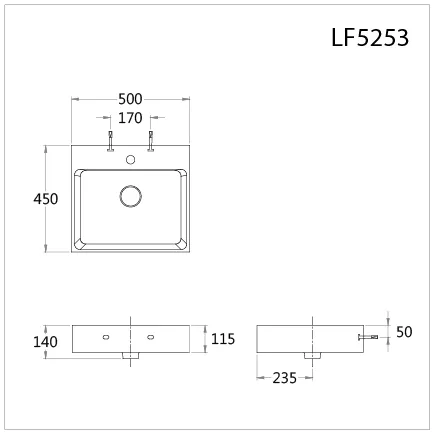 Lavabo đặt trên bàn Caesar LF5253 – ảnh 2