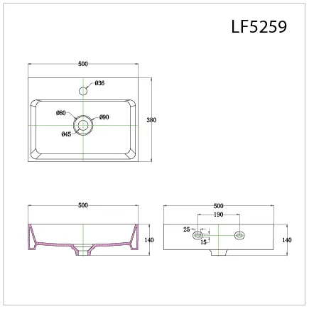 Lavabo đặt trên bàn Caesar LF5259 – ảnh 2