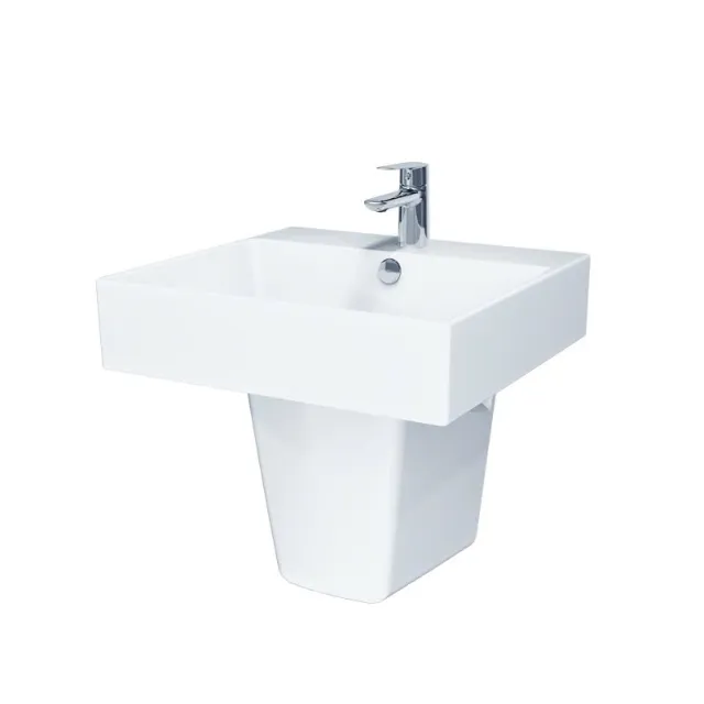 Review lavabo Caesar LF5263 + PF2463: chậu treo chân sứ gọn cho phòng tắm nhỏ
