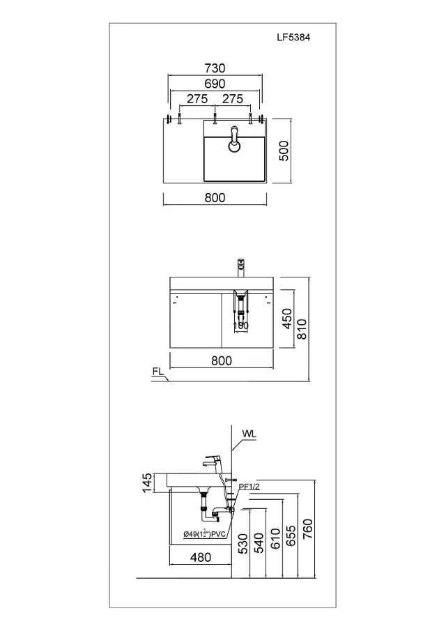 Lavabo treo tường / lavabo đặt trên bàn Caesar LF5384 – ảnh 2