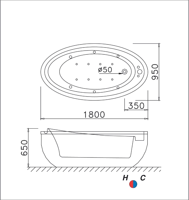 Bồn tắm chân yếm Caesar AT6480 – ảnh 2