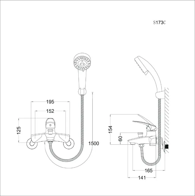 Vòi sen gạt nóng lạnh Caesar S173C – ảnh 2