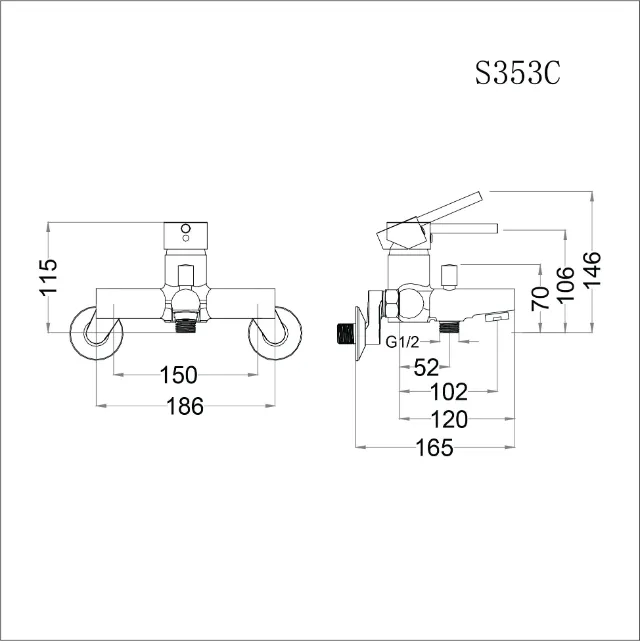 Vòi sen gạt nóng lạnh Caesar S353C – ảnh 2