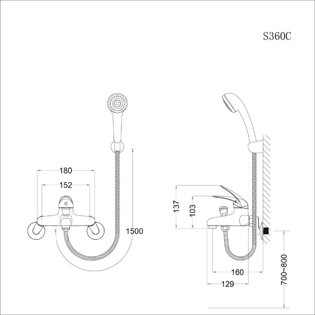 Vòi sen gạt nóng lạnh Caesar S360C – ảnh 2