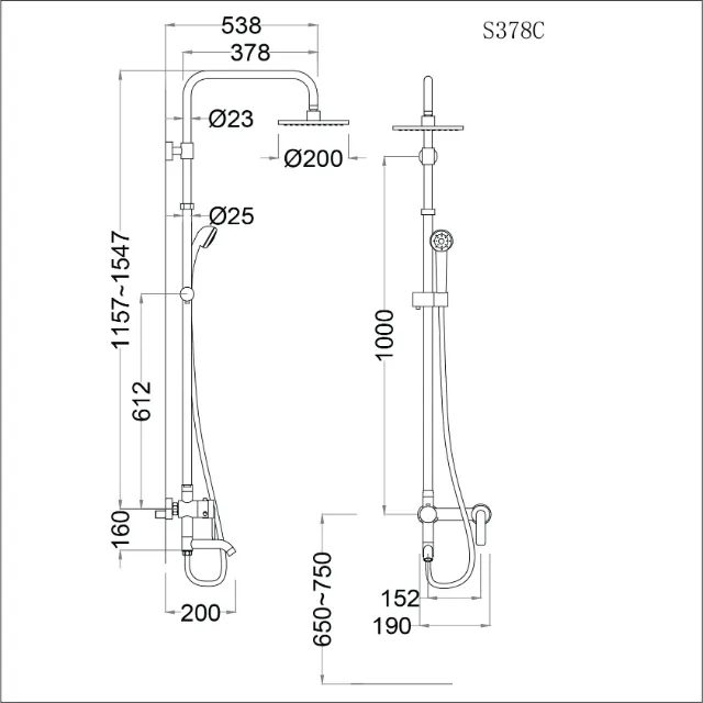 Bộ vòi sen đứng nóng lạnh Caesar S378C – ảnh 2