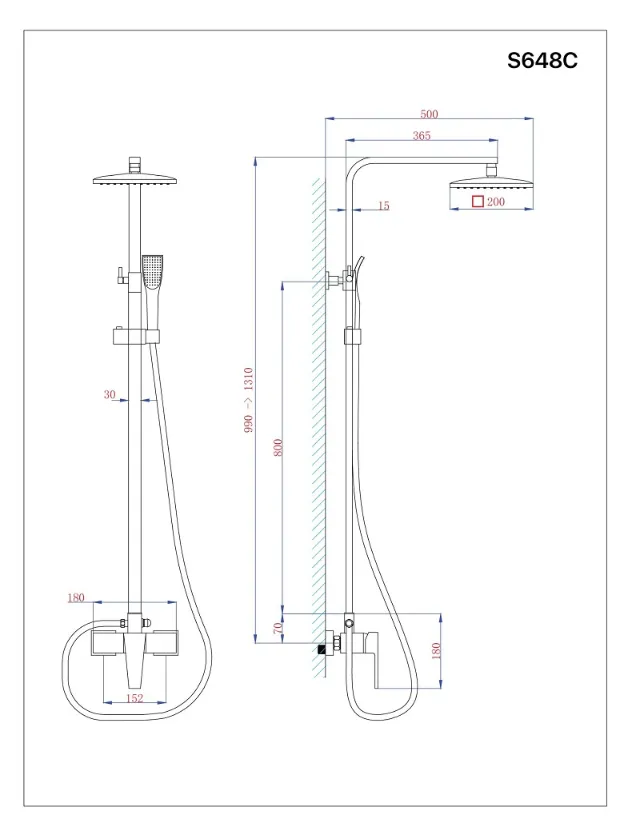 Bộ vòi sen đứng nóng lạnh Caesar S648C – ảnh 2