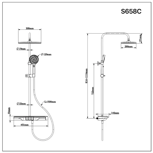 Bộ vòi sen đứng nóng lạnh Caesar S658C – ảnh 2
