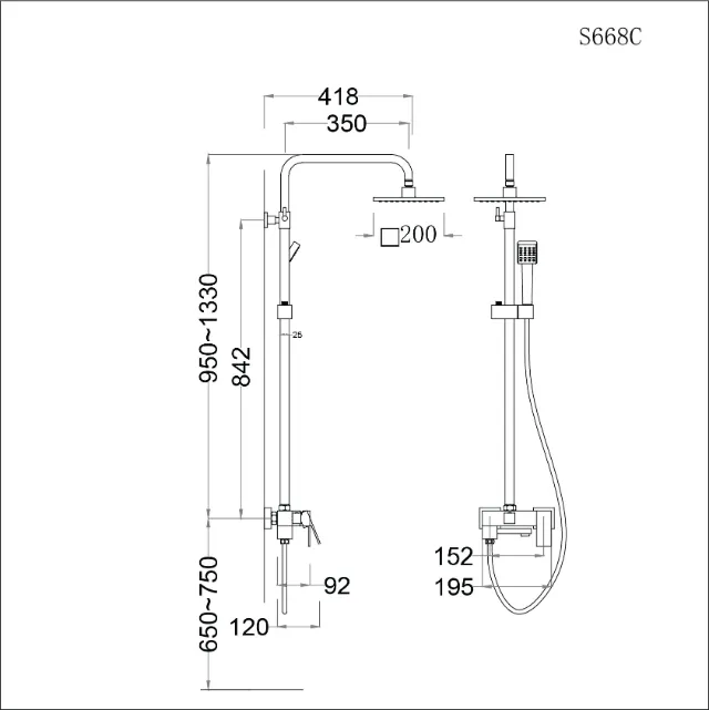 Bộ vòi sen đứng nóng lạnh Caesar S668C – ảnh 2