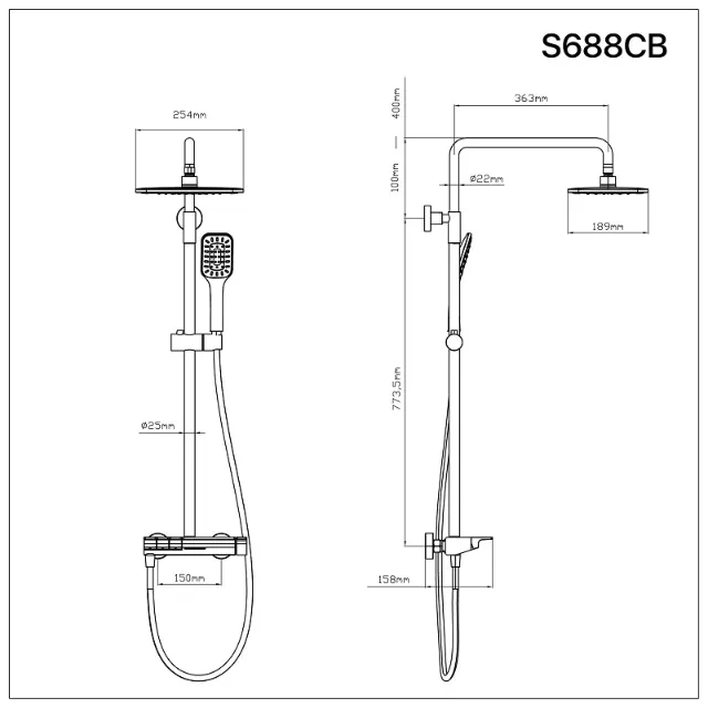 Vòi sen gạt nóng lạnh Caesar S688CB – ảnh 2