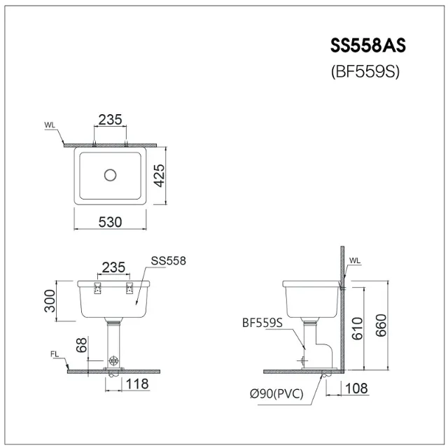 Chậu giặt xả xuống sàn Caesar SS558AS – ảnh 2