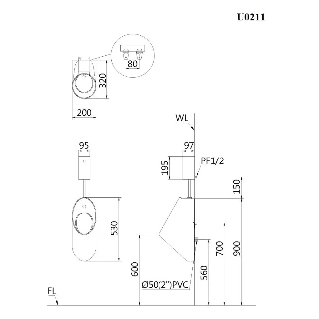 Bồn tiểu nam treo tường Caesar U0211 – ảnh 2