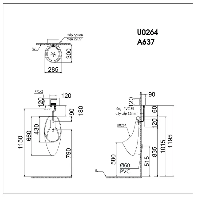 Bồn tiểu nam Caesar U0264 – ảnh 2