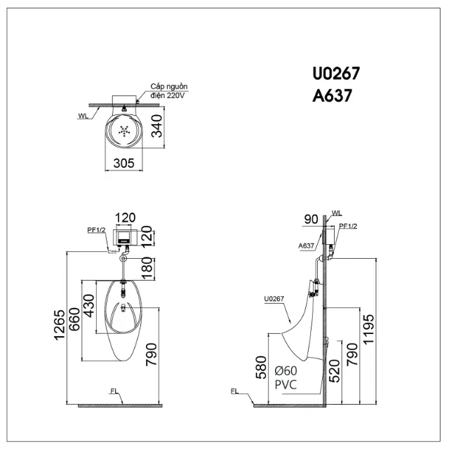 Bồn tiểu treo Caesar U0267 – ảnh 2