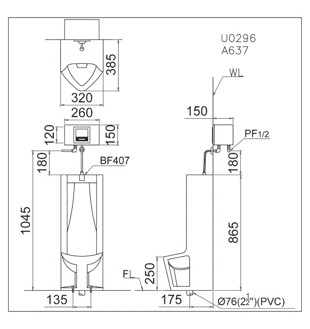 Bồn tiểu nam dạng đứng Caesar U0296 – ảnh 2